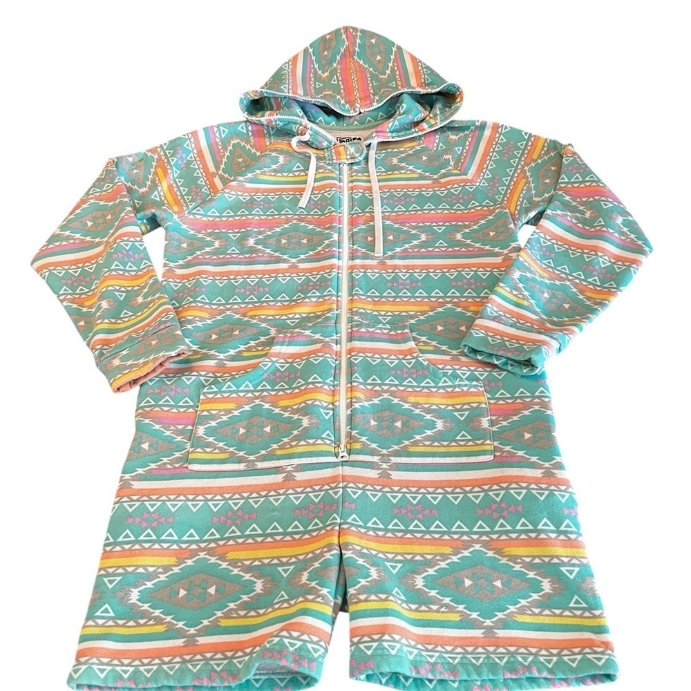 Chubbies Multicolor Geometric Hoodie Jumpsuit Women’s Size Medium